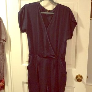 Tart satin jumpsuit, short sleeves Navy